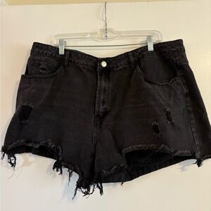 SHEIN Black Distressed Jean Shorts